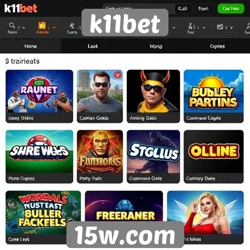 Variedade de jogos disponíveis no k11bet